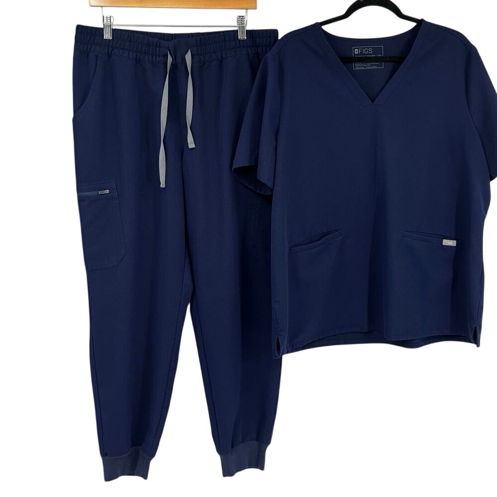 Figs Navy Blue Uman Jogger Scrub Pants and Top XL/XXL Women’s Medical Nursing